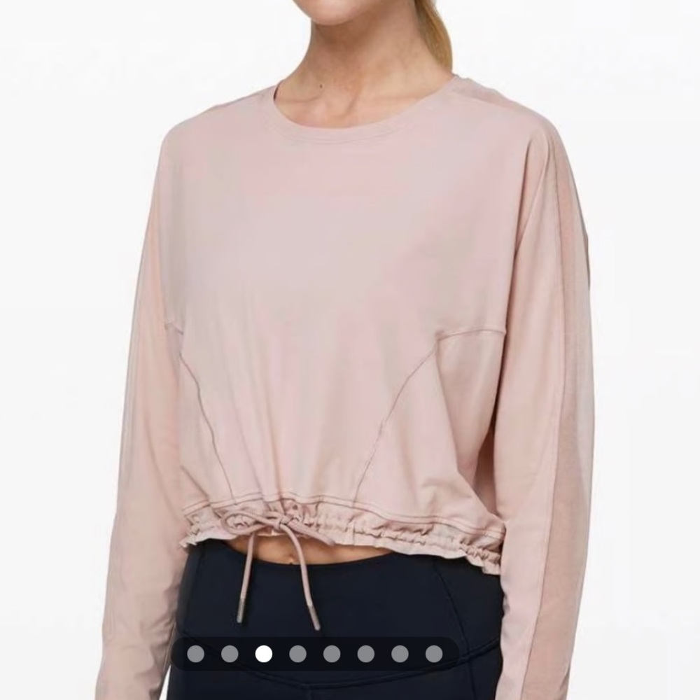 VINTAGE LULULEMON Reach for the Run pink mesh long sleeve with cinched waist